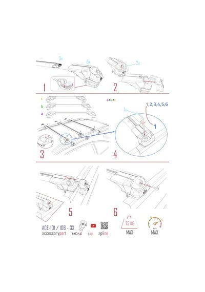 Accessorypart Porsche Cayenne 2003-2011 Arası İle Uyumlu Ace-1 Ara Atkı Tavan Barı Siyah 3 Adet Bar