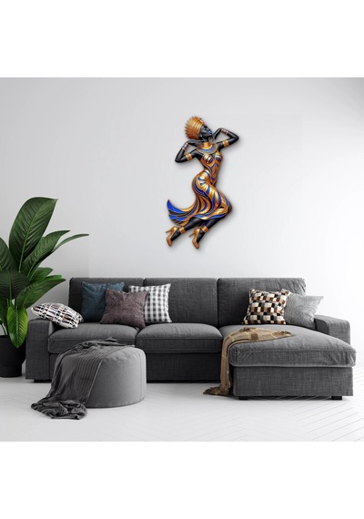 Altın Ve Mavi Afrika Kraliçesi - Metal Tablo - Dec0264 28 X 50 Cm Çok Renkli