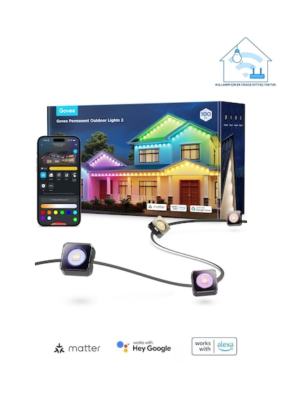 Govee Permanent Dış Mekan Aydınlatma 30m H705e311 Rgb - Ayarlanabilir Renk Sıcaklığı Ve Parlaklık