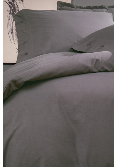 Yataş Bedding Plain Çift Kişilik XL Ranforce Yıkamalı Nevresim Takımı - Antrasit