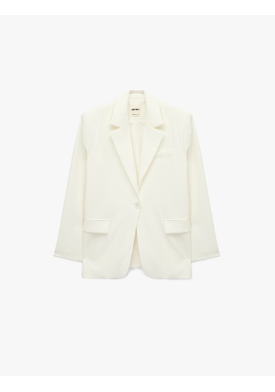 Koton Uzun Kollu Cepli Oversize Blazer Ceket Kırık Beyaz 6sak50060pw Ekru