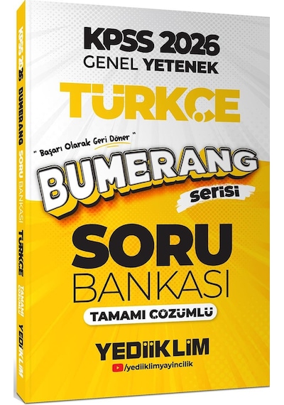 Yediiklim Yayınları 2026 Kpss Genel Yetenek Bumerang Türkçe Tamamı Çözümlü Soru Bankası