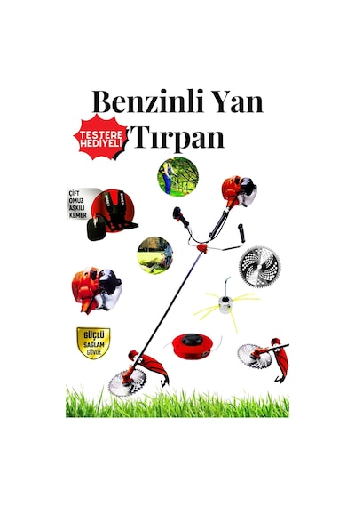 Rdx9639 4 Zamanlı Benzinli Yan Tırpan - 33 Cc / 3.2 Kw Kenar Alma Makinesi Çim Biçme Makinesi Çalı Kesme Makinesi Ağaç Testeresi Kesme Makinesi