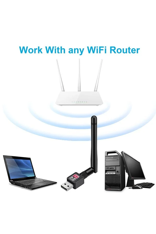 Antenli Usb Kablosuz Wireless 600 Mbps Wifi Çekim Yükseltici Adaptör Pc Ağ Lan Kartı Antenli Güçlendirici