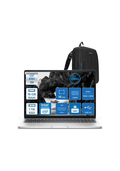 Dell Pro 16 PC16250BTO105F03 Ultra 5-235U 16 GB 1 TB SSD 16" Dos Dizüstü Bilgisayar + Zetta Çanta