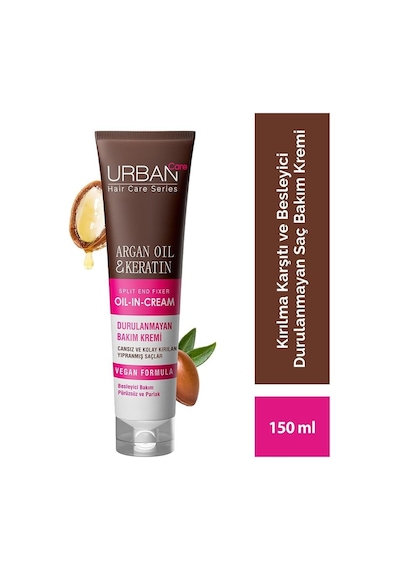 Urban Care Argan Yağı &amp Keratin Kolay Kırılan Saçlara Özel Durulanmayan Bakım Kremi 150 Ml- Vegan