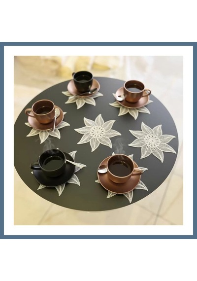 Buradabulabilirsin 6 Lı Dantel Kahve Sunumluğu 15x15 Cm Asorti Desenli Modern Sunum Aksesuarı Bbz
