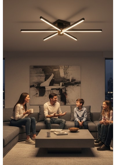 Nova 6 Silver Led Tavan Avize Kumandalı Dim Edilir Aşağı Işık Sarı Işık