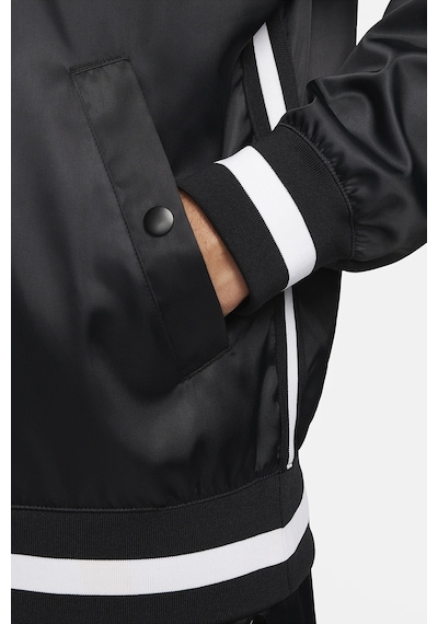 Nike Dna Crew Woven Loose Fit Basketball Jacket Erkek Bol Kesim Cıt Cıt Kapamalı Spor Ceket Siyah Siyah