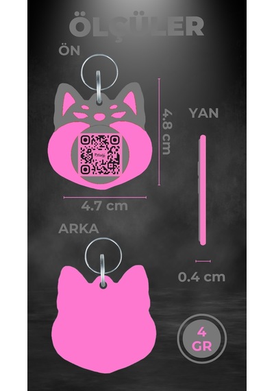 Petjoo 18.Cheems Pembe-Gri Qr'lı Köpek Künyesi