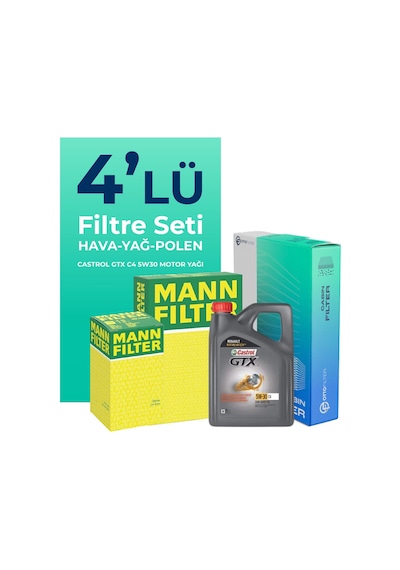 Mann Dacia Duster 1.5 Dizel Filtre Bakım Seti Castrol Motor Yağlı (2013-2018) 4 Lü