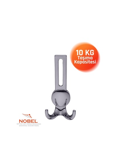 Solo Lüks Portmanto Askı, Metal, Vestiyer Askı, 210 Gr, Dolap Askılık, Duvar Askılığı, Füme Vidalı