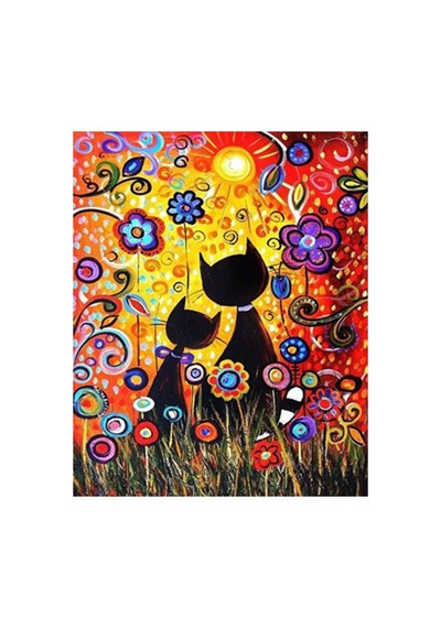 Kedilerin Rüyası Sayılarla Boyama Seti - Çerçeveli, 40x50cm