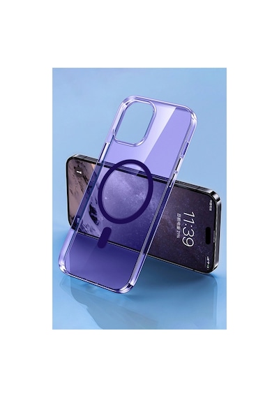 Apple İphone 14 Pro Max Kılıf Tron Şeffaf Magsafe Kapak - Derin Mor 0.2M-Çok Renkli