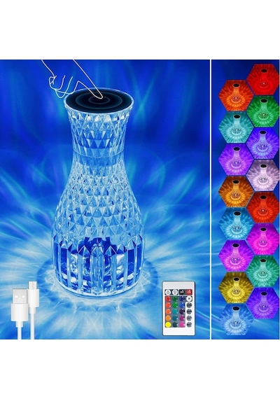Buffer Sürahi Model Usb Şarjlı Kumandalı 16 Farklı Işık Modlu Masa Üstü Kristal Akrilik Lamba Led Diğer