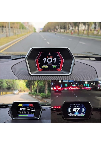 P17 Hız Ölçer Hud Obd2 Araç Bilgisayarı Gps Çift Sistemli Dijital Kilometre Su Yağ Sıcaklığı