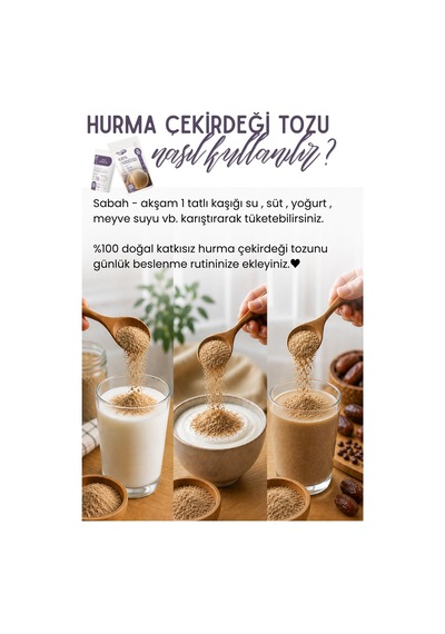 250 Gr Hurma Çekirdeği Tozu Unu %100 Doğal