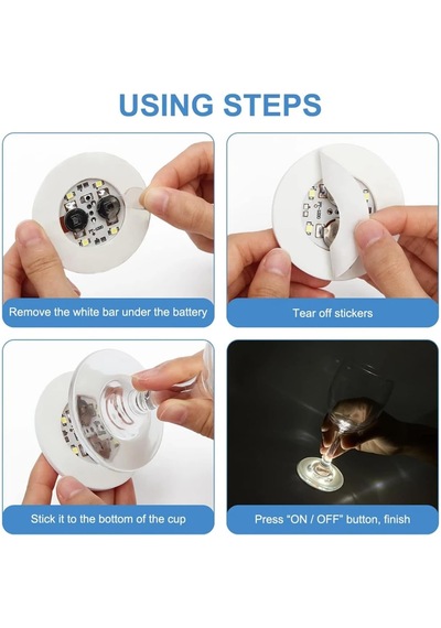 Işıklı Yapışkanlı Bardak Altı Aparatı Ledli 3 Fonksiyonlu 6 Cm Çap Çr