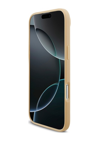 Apple Uyumlu iPhone 17 Air Kılıf Lacoste Lisanslı M-safeli Pu Deri Tasarımlı Karışık Monogram Desenli Kapak Bej Bej