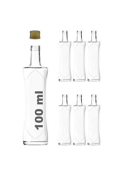 100 Ml Şeffaf Piramit Sosluk 100 Cc Kapaklı Kavisli Cam Şişe 6 Adet Altın/gold Metal Diğer