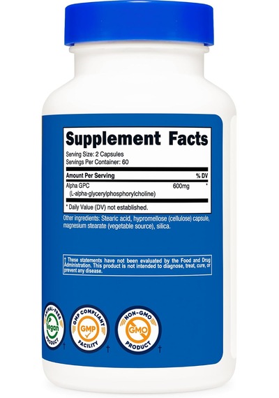 Nutricost Alpha Gpc Non-gmo And Gluten Free 600 Mg 120 Kapsül Usa Menşeii Orijinal Dmmedicineden
