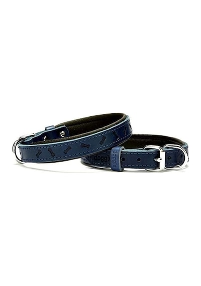Doggie Comfort Deri Kemik Desenli Köpek Boyun Tasması Medium Mavi 2x35-40 Cm Çok Renkli
