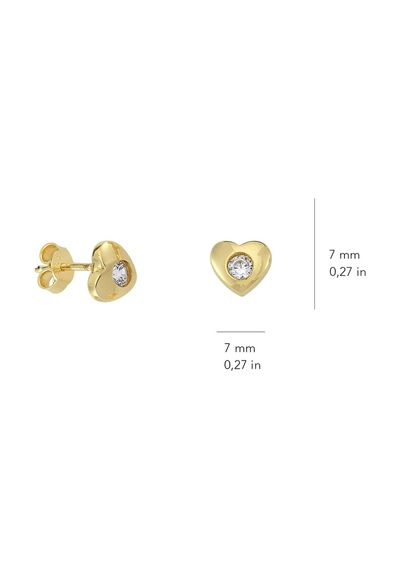 14 Ayar Altın Tek Taşlı Kalp Küpe 1,42 Gr-5038