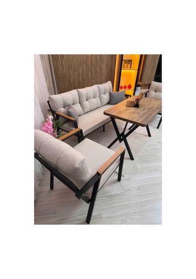Houseart Vera 3+1+1 + Masa , Balkon, Bahçe - Cafe , Teras , Metal Kanepe Koltuk Takımı , Yemek Masası ,çay Seti Krem Houseart Vera 3+1+1 + Masa , Balkon, Bahçe - Cafe , Teras , Metal Kanepe Koltuk Takımı , Yemek Masası ,çay Seti Krem