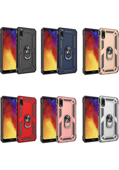 Huawei Y6 2019 Yüzüklü Standli Vega Kilif Ekran Koruyucu 510330808