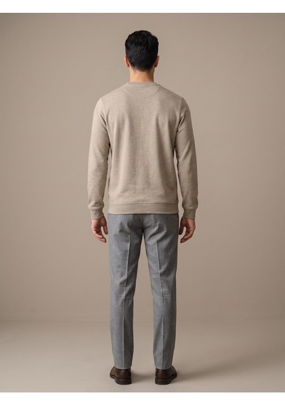 Maccali Erkek Bej Selanik Bisiklet Yaka Sweatshirt
