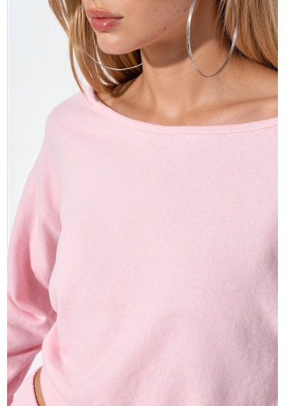 Hiccup Busem Kadın Kısa Bisiklet Yaka Sweatshirt Allık Pembe