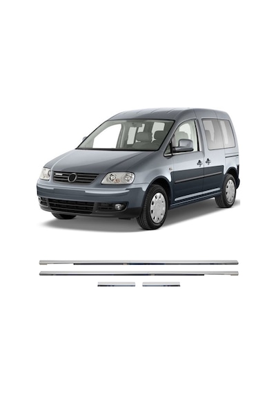 Volkswagen Caddy Uyumlu 2004-2014 Krom Cam Çıtası 4 Parça Paslanmaz Çelik