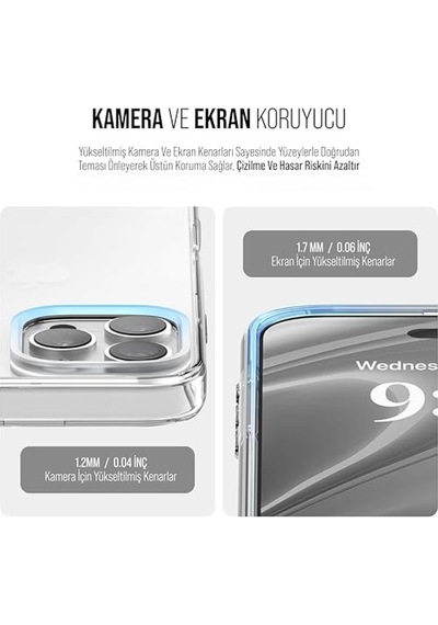 Tr İphone 16 Pro Max İle Uyumlu Şeffaf Sert Kristal Mika Sararmaz Kılıf Diğer