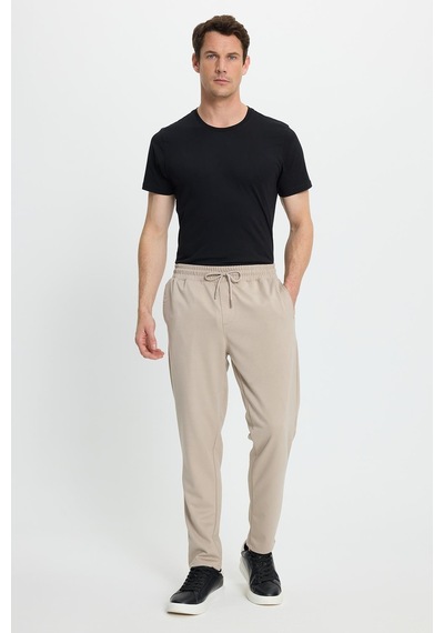 Tudors Erkek Regular Fit Klasik Kesim Beli Lastikli Bağcıklı Bej Jogger Pantolon-41772 Bej