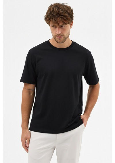 Goffra Erkek Premium Kalite Yoğun Dokulu Pamuklu T-shirt Siyah M101-r0220-02 Siyah