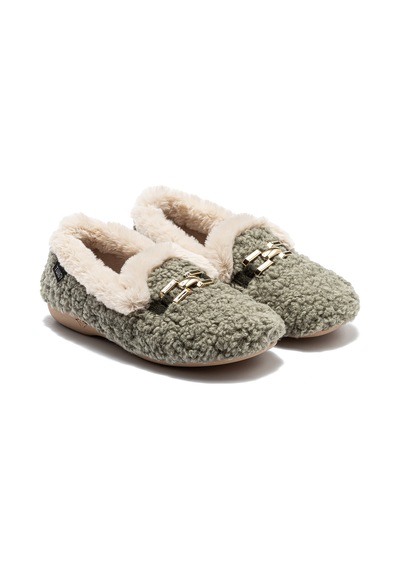 Twigy Joya Tokalı Peluş Kadın Ev Ayakkabısı Yeşil 37/41
