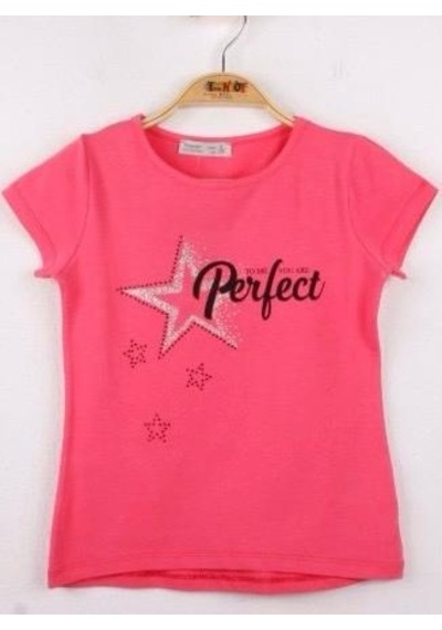 Toontoy Kids Toontoy Kız Çocuk Perfect Yıldız Baskılı Tişört Pudra