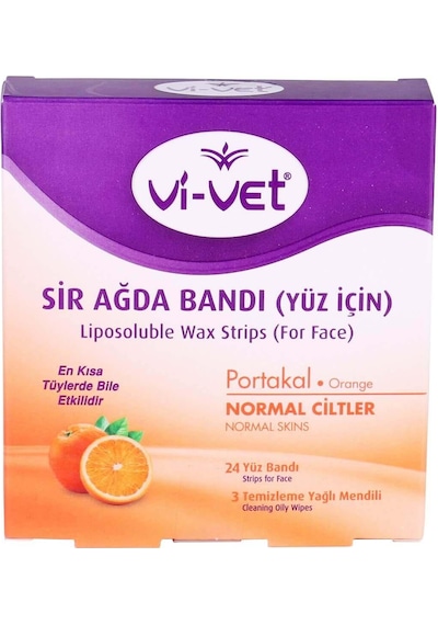 Vi-Vet Portakal Normal Ciltler için Yüz Bölgesi Ağda Bantları 24'lü