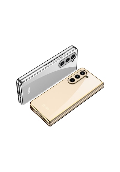 Samsung Uyumlu,  Galaxy Z Fold 5 Kılıf Zore Full Camlı Kıpta Kapak Renksiz