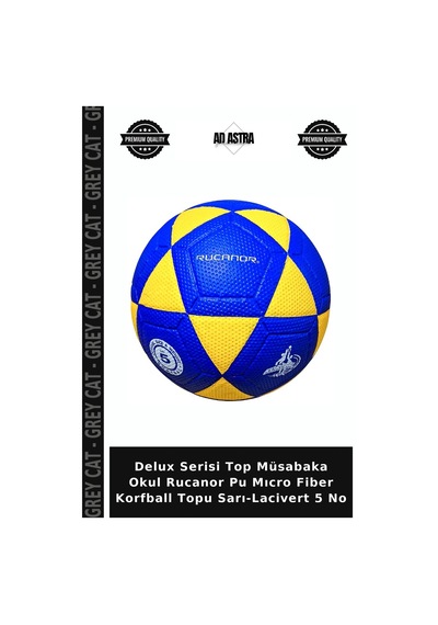 Delux Serisi Top Müsabaka Okul Rucanor Pu Mıcro Fiber Korfball Topu Sarı-lacivert 5 No