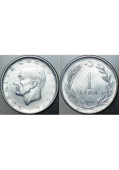 Türkiye Cumhuriyeti 1 Lira 1976. Çil - Kondisyon.