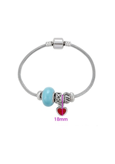 Kalp Detaylı Platin Kaplama Charm Kadın Bileklik Silver