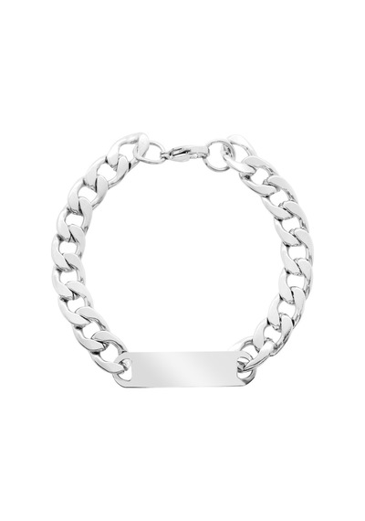 Silver Renk Gurmet Zincirli Modern Tasarım Kişiye Özel İsim/harf Yazılı Erkek Çelik Bileklik