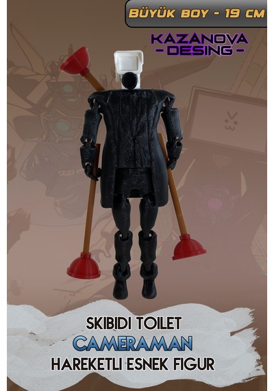 Kazanova Design Cameraman Hareketli Esnek Figür 19 Cm Skibidi Toilet Dekoratif Hediyelik