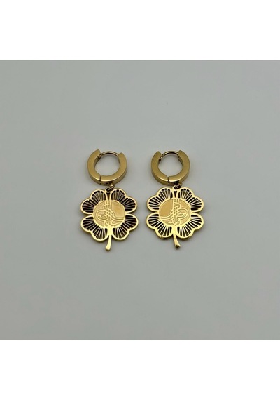 Arnes Jewelry Çelik Yonca Tuğralı Küpe Ar144nes Gold