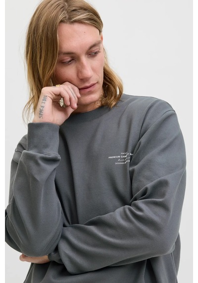 Jack & Jones Erkek Jprblachad Baskılı Bisiklet Yaka Sweatshirt 12261386 Füme Füme Jack & Jones Erkek Jprblachad Baskılı Bisiklet Yaka Sweatshirt 12261386 Füme Füme