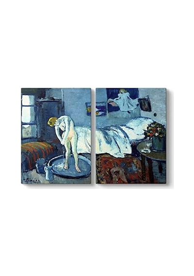 Pablo Picasso - The Blue Room Tablosu 63 X 40-2 Parçalı Açık Altın