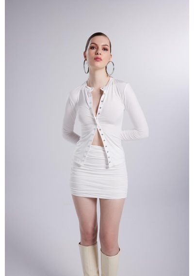 Holly Lolly Çıtçıtlı Uzun Kollu Anna Bluz Beyaz