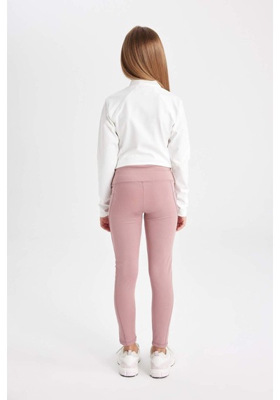 Defacto Kız Çocuk Basic Düz Standart Boy Cepli Tayt C9638A824AUPN429 Pembe