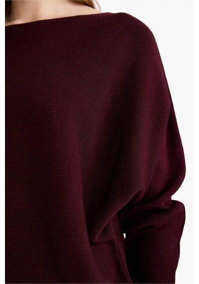 Defacto Kayık Yaka Triko Kazak G3403ax26spbr230 Bordo-br230